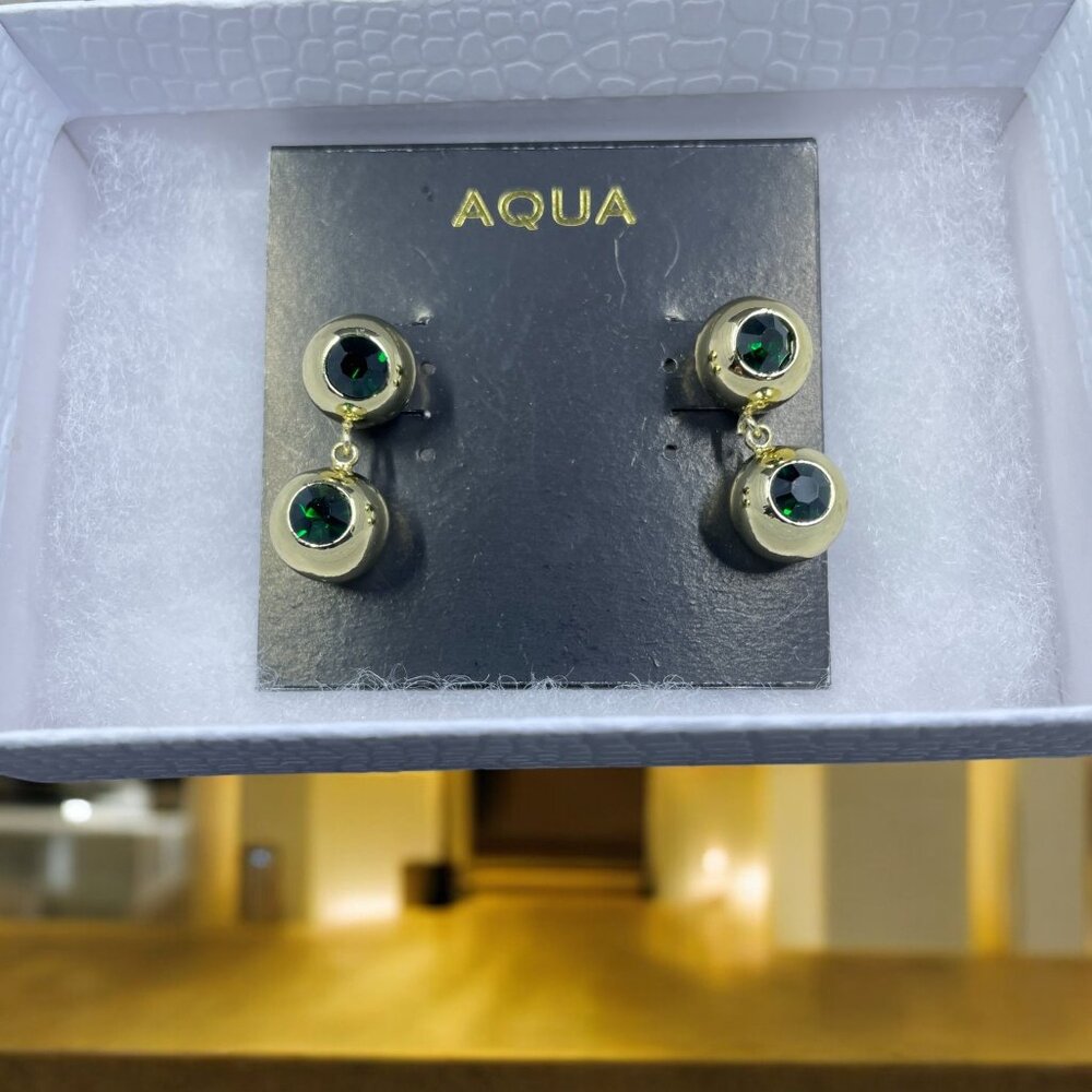 Aqua Green Crystal Bead Drop Earring Modern Minimalist Elegant Statement Jewelry